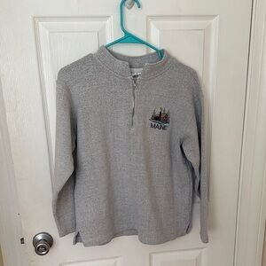 Gray Maine Pullover Top with quarter zip